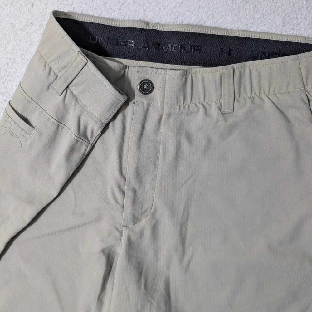 Under Armour Golf Shorts Mens 40/10 Tan Stretch Performance 1309548 Match Play‎